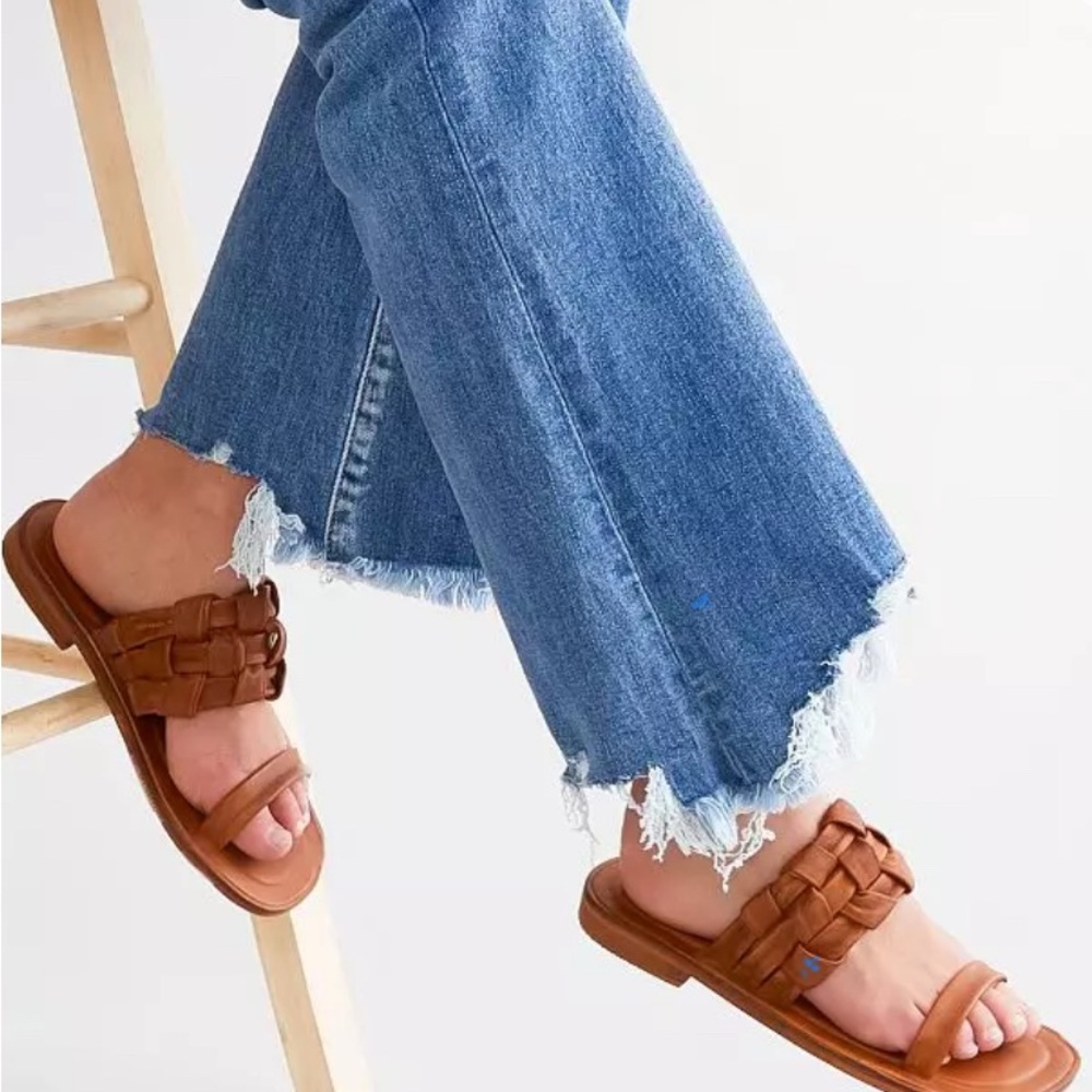 Free People Winding River Leather Brown Sandals Size 8 - Picture 2 of 7